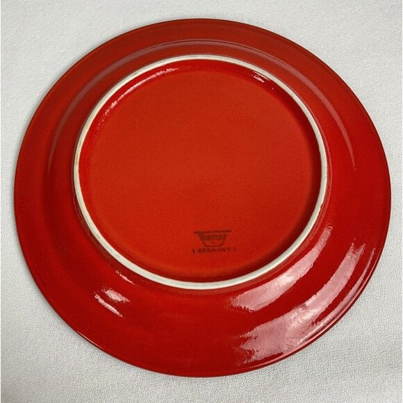 Thomas Flammfest Flame Red 8" Salad Plate Black Accent Made In Germany Mid-Centu - Picture 5 of 7